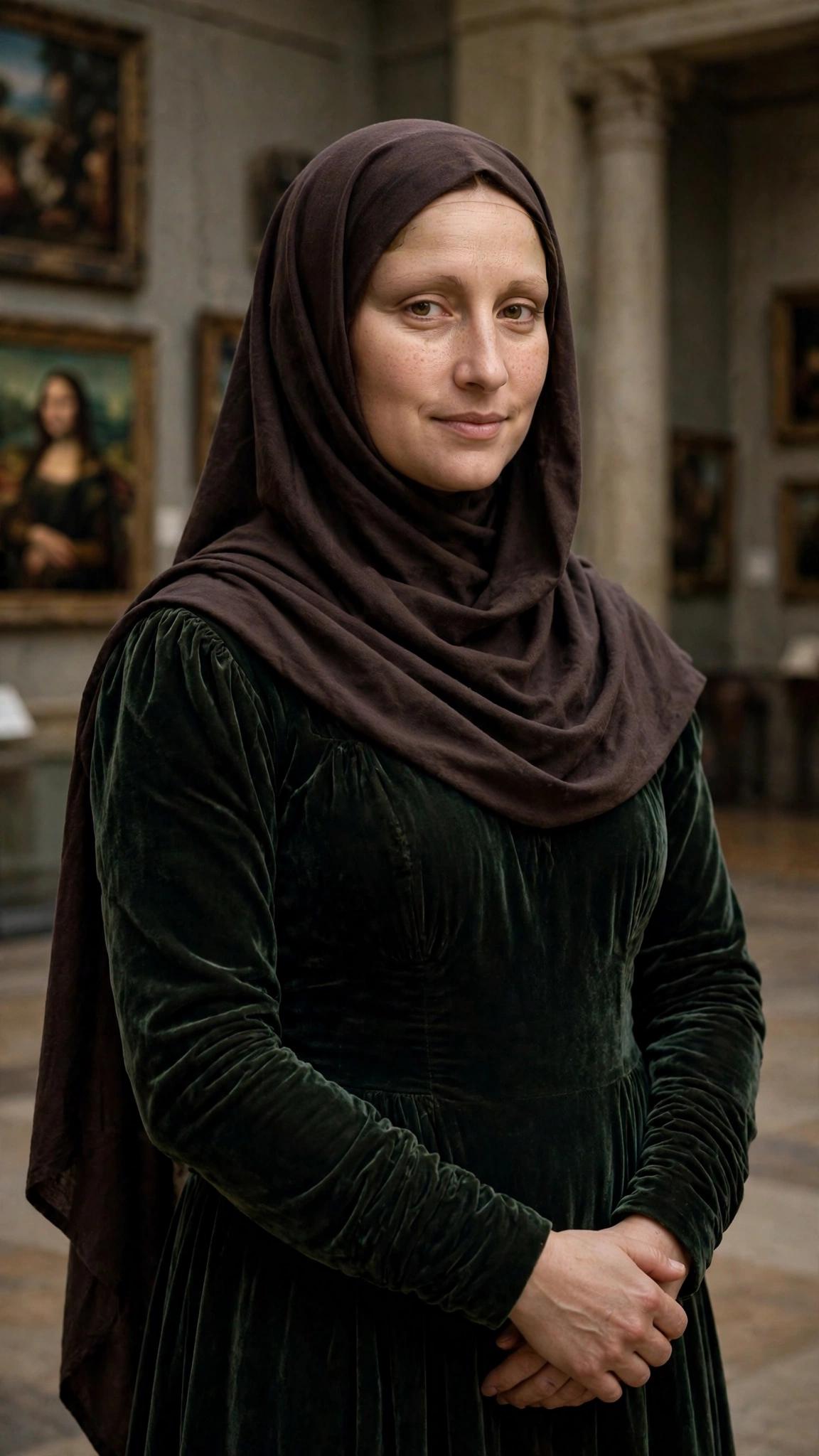 19. Mona Lisa: Renaissance Dress + Classically Draped Brown Hijab