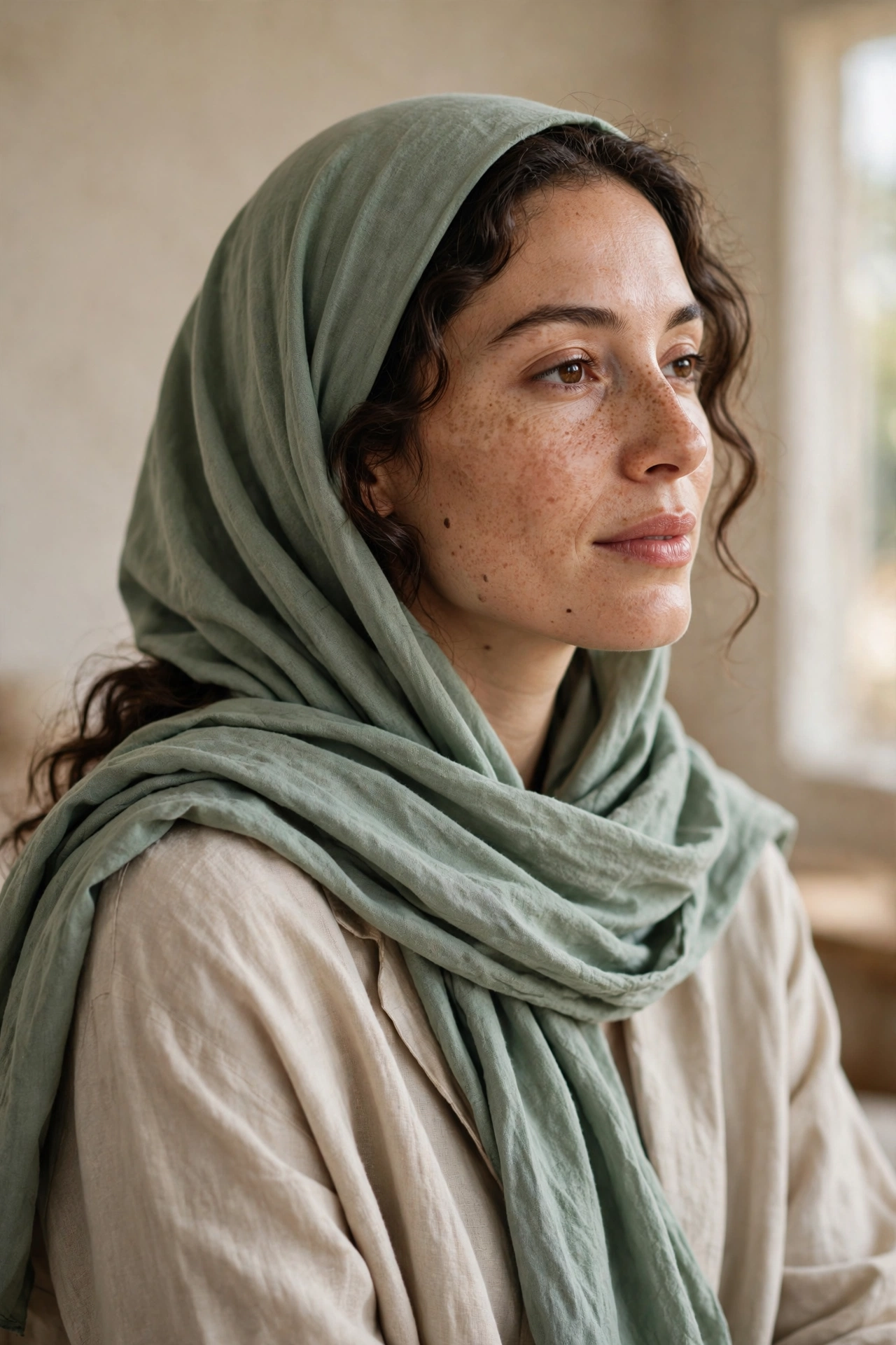 No-pin shoulder throw hijab for busy mornings for oval faces