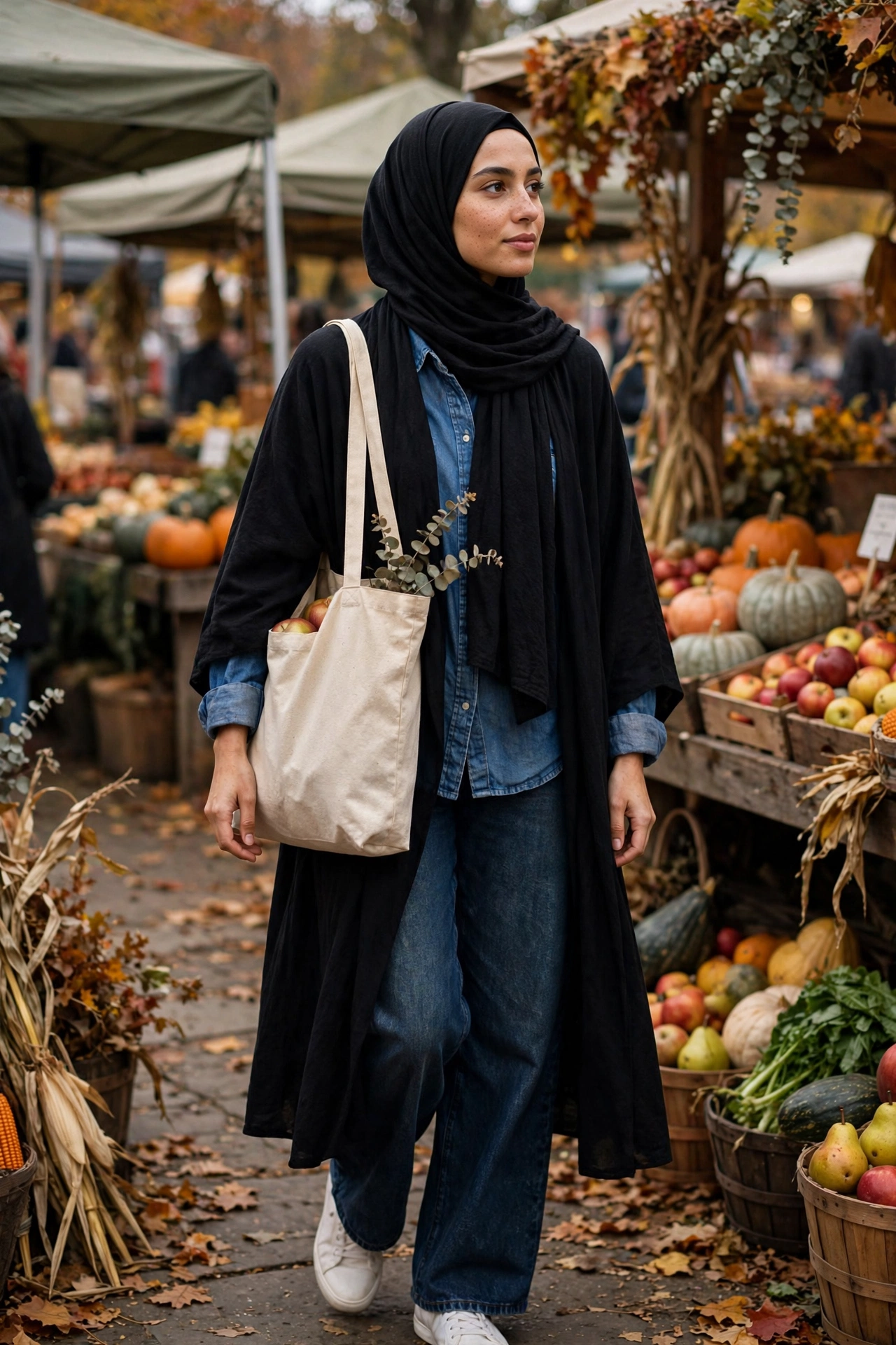 Denim-layered casual Friday look