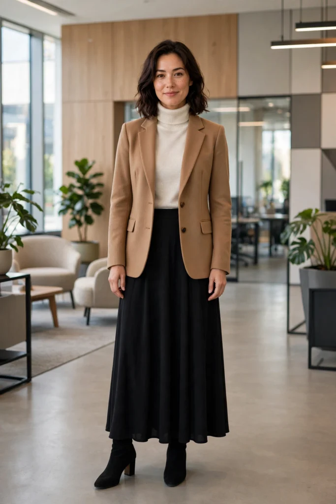 18 Modest Workwear Outfits for Winter (Blazers, Skirts & Knits)