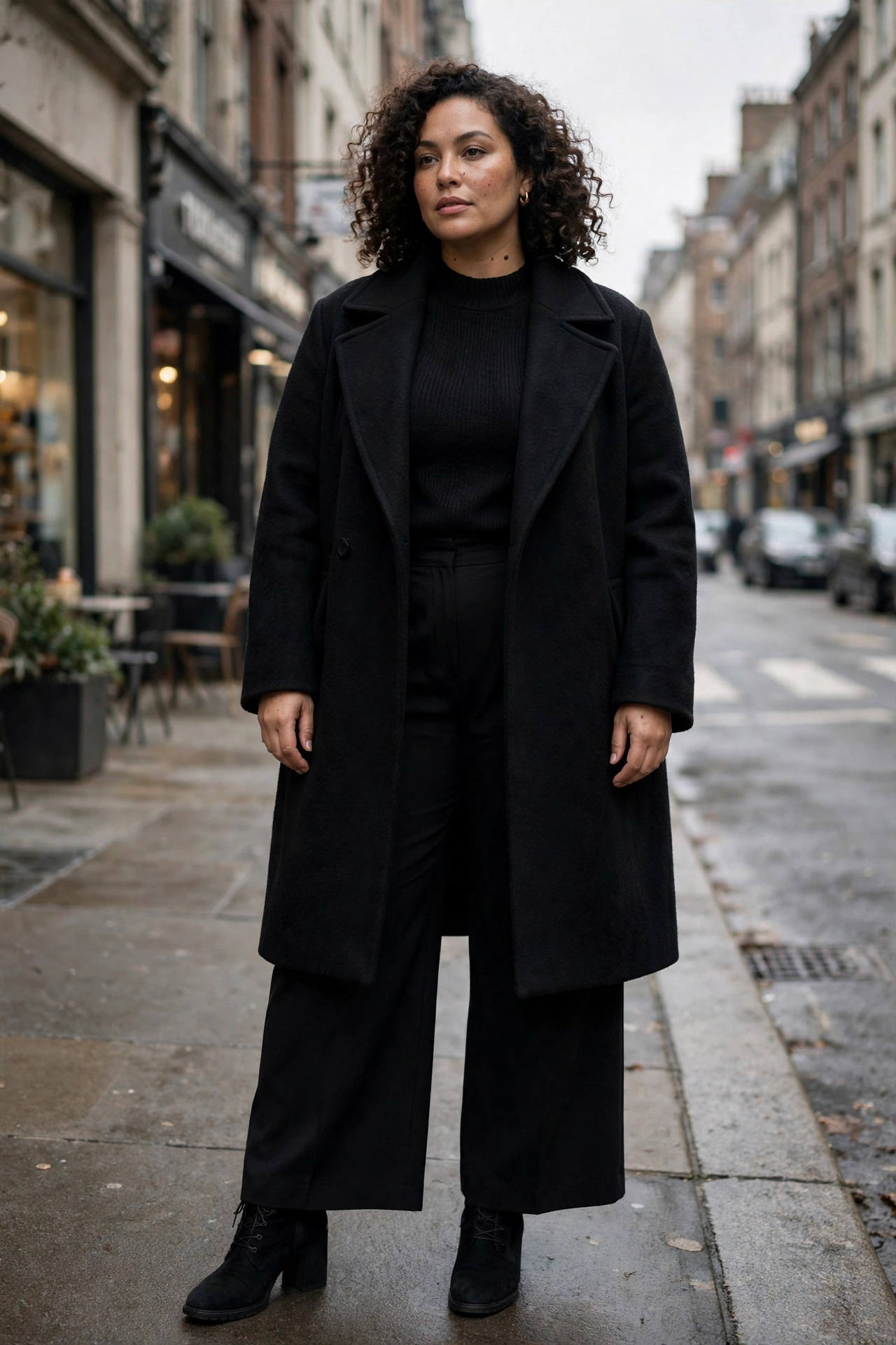 7. Monochrome Black Layers With a Wool Coat