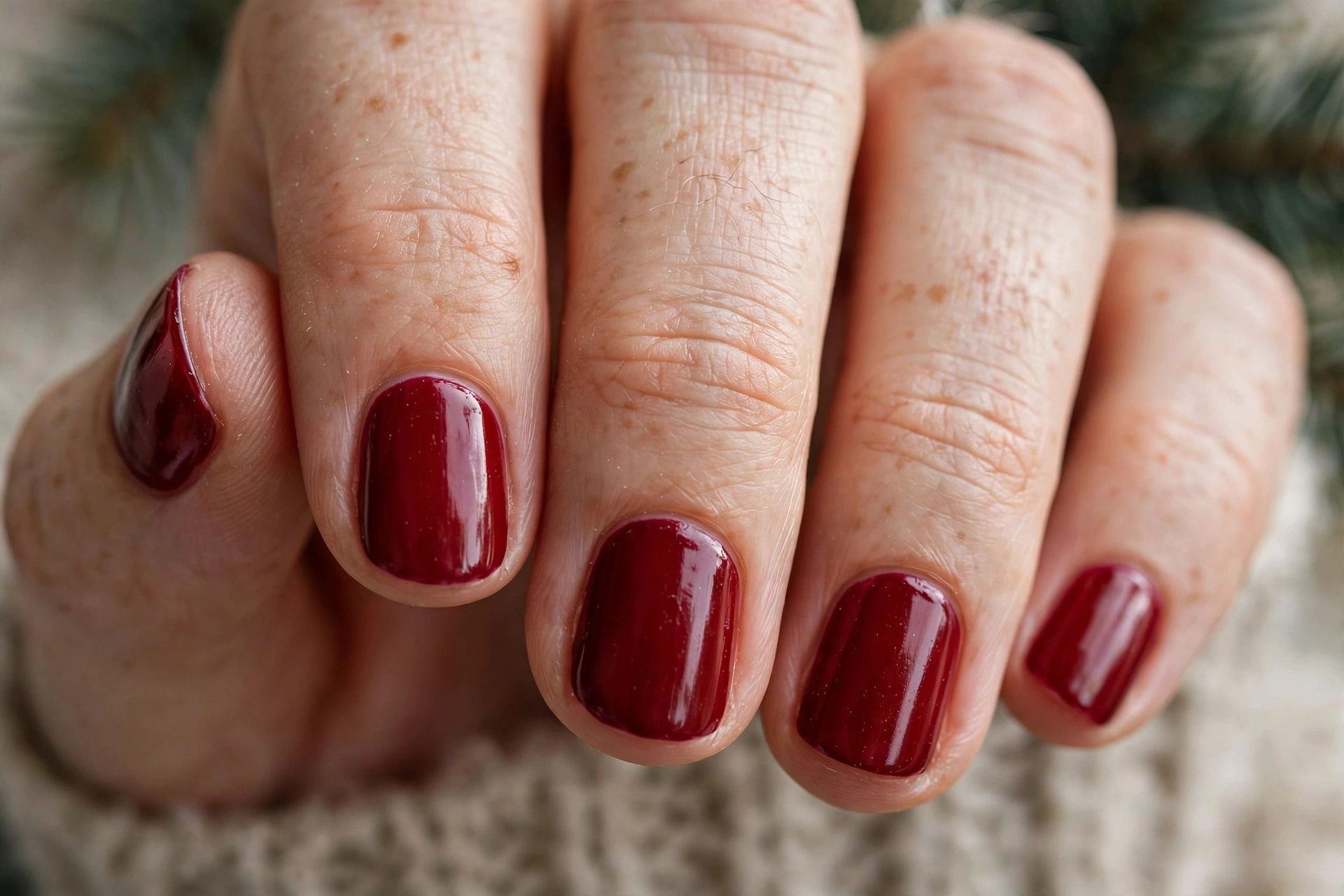 14. Short and Natural Christmas Nails