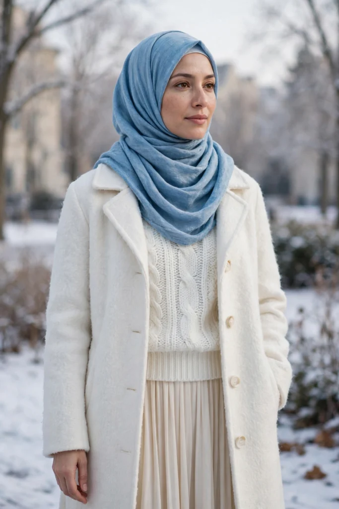 12 Cool Blue Winter Outfits (Icy Blue Hijabs & Blue Palettes)