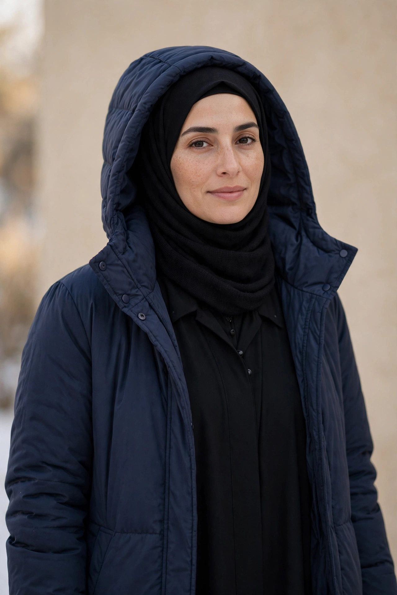 The Padded Coat Over an Abaya