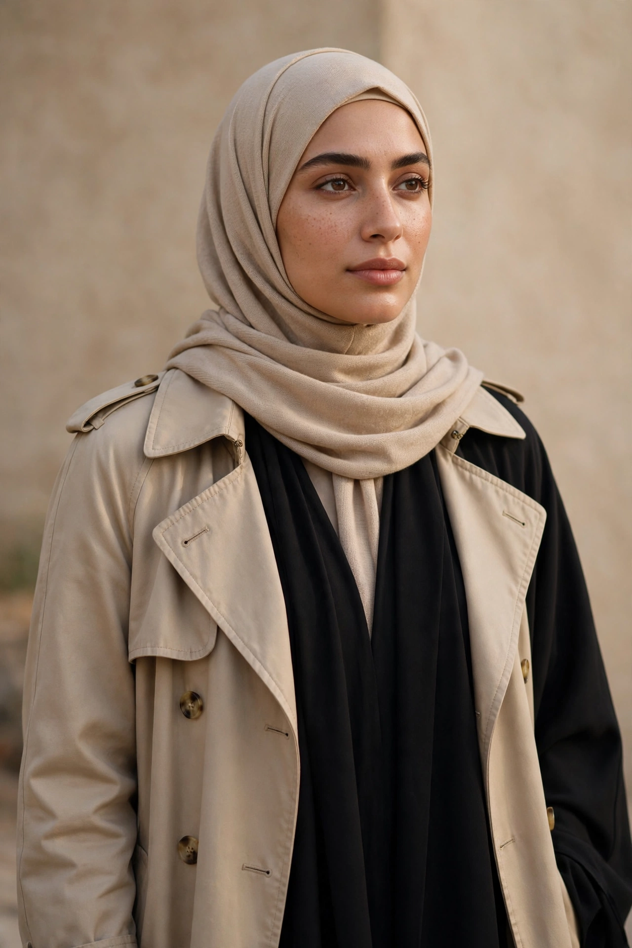 Trench Coat Over a Lightweight Abaya