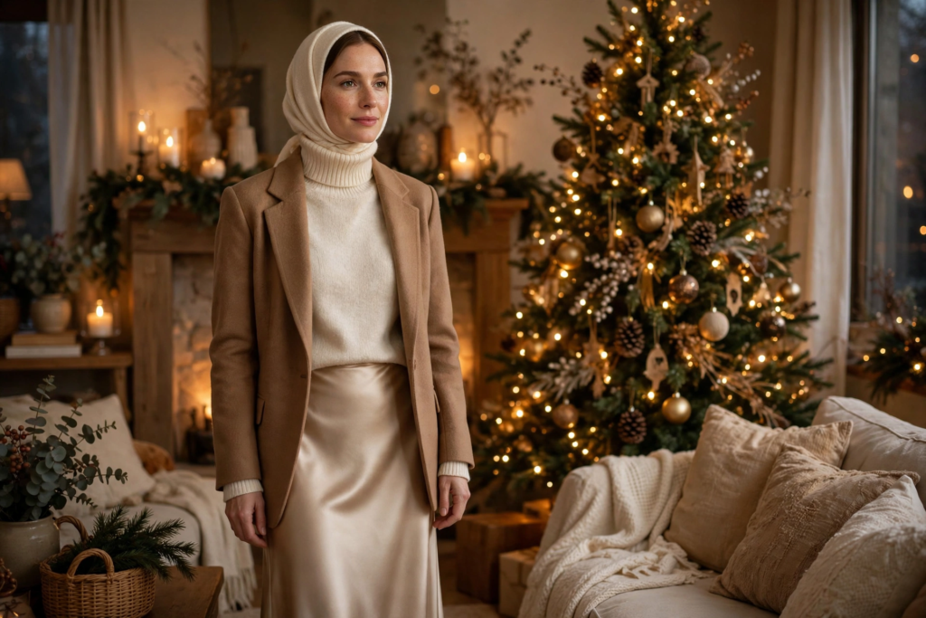 Satin Slip Skirt Holiday Outfits: How to Style It Modestly